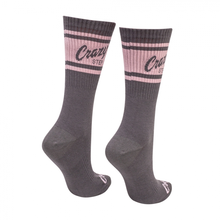 Vysoké sportovní ponožky šedo růžové